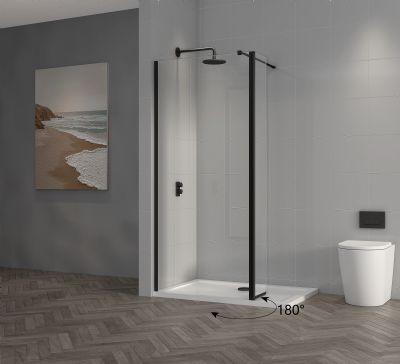 TAILORED T18 800mm ORCA MATT BLACK WETROOM PANEL, 7025 TAILORED T18 800mm ORCA MATT BLACK WETROOM PANEL, 7025